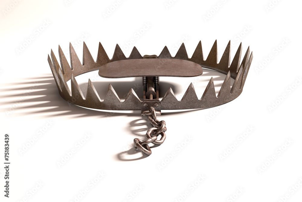 Bear trap with clipping path included. - obrazy, fototapety, plakaty 