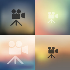 Sticker - video icon on blurred background