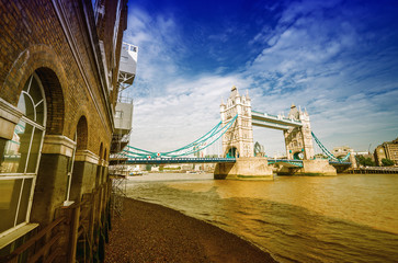 Sticker - London. The Tower Bridge under a blue sky