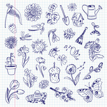 Freehand Drawing Spring Items. Set