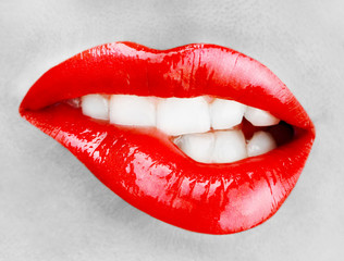 Poster - Glamour red gloss lips