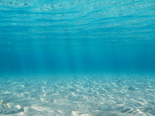 Sandy Seabed With Sunlight Through Water Surface
