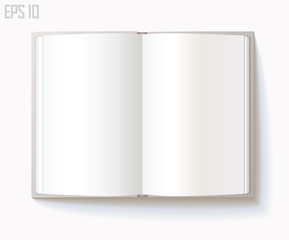 Blank open book on white background. Eps 10