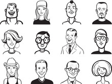 Whiteboard Drawing - Collection Of People Cartoon Faces