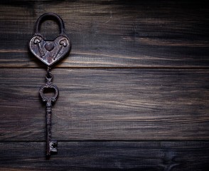 retro Iron heart with a key to the  Valentine's Day