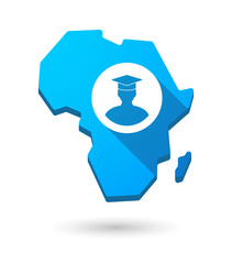 Sticker - Africa continent map icon with a student