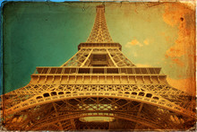 The Eiffel Tower In Paris In Vintage Style