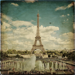 Canvas Print - The Eiffel Tower in Paris in vintage style