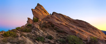 Panoramic View Of Vasquez Rocks At Sunset