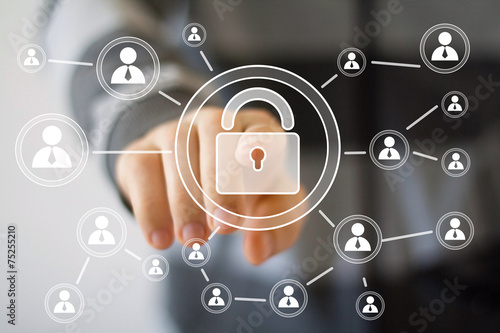 Fotografía Botón de bloqueo de seguridad web icono de negocio
