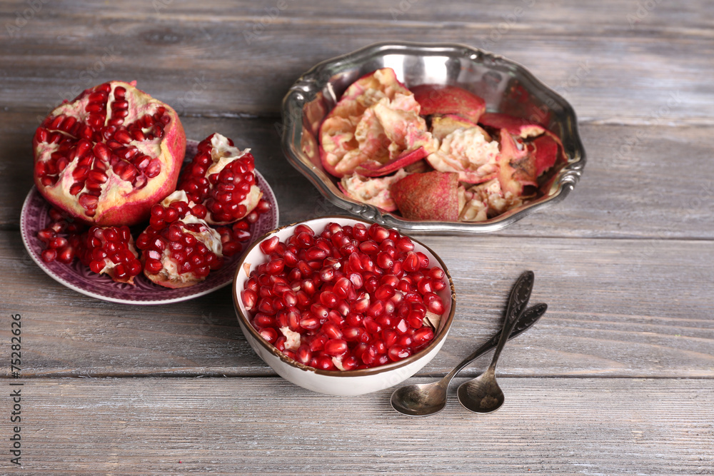 Beautiful composition with juicy  pomegranate seeds,