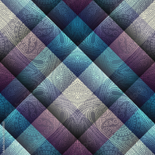 Board z aluminiowym obramowaniem Paisley wzór na geometrycznym tle.