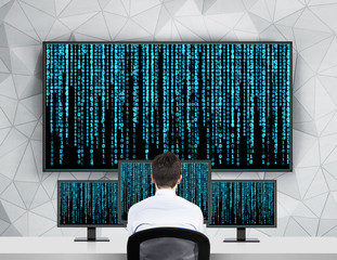 businessman looking matrix