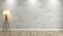 Concrete Wall With Light 3d Rendering