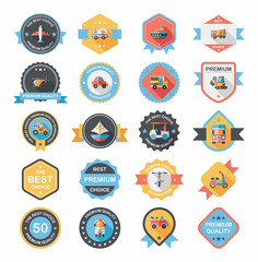 Wall Mural - Transportation badge flat design background set, eps10