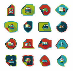 Wall Mural - Transportation sticker flat design background set, eps10