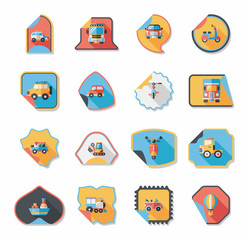 Wall Mural - Transportation sticker flat design background set, eps10