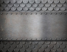 Metal Plate Over Scales Armor Background