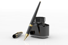 Fountain Pen With Ink Bottle