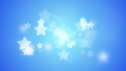 Wall Mural - Blue stars bokeh shallow DOF loopable background