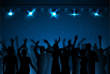 Wall Mural - Neon disco background. Dancing people