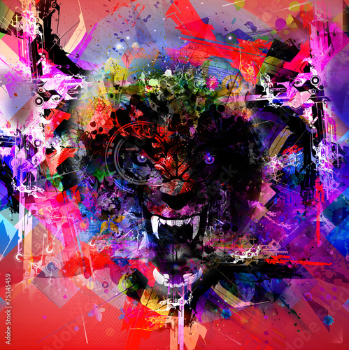 яркий абстрактный фон с волком