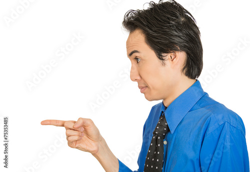 Fotografie, Obraz serious man, pointing with index finger at someone