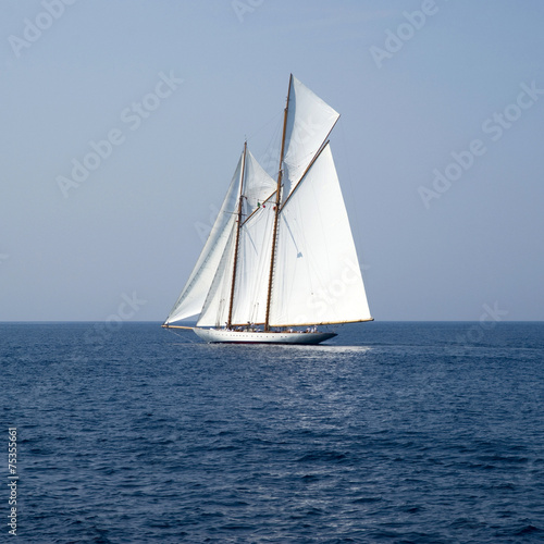 Naklejka dekoracyjna Sailboat the old style on Mediterranean sea