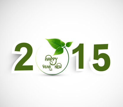 Happy New year 2015 green colorful background vector
