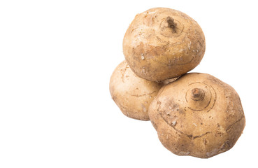 Jicama or Mexican yam over white background 