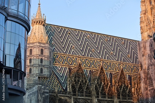 St Stephan Cathedral And The Modern Haas Haus In Vienna Buy