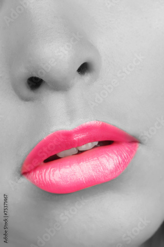 Naklejka na drzwi Beautiful make up of glamour pink gloss lips