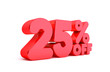 25% Off 3D Render Red Word Isolated in White Background