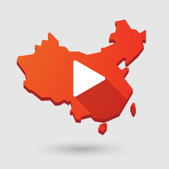 Sticker - China map icon with a play sign