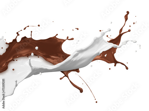 Fototapeta na wymiar chocolate and milk splash