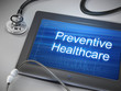 preventive healthcare words displayed on tablet