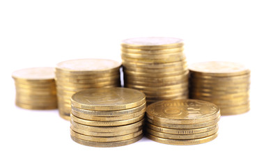 Poster - Pile of coins isolated on white background