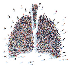 Wall Mural - People in the form of a human lung.