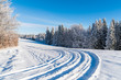 © pkazmierczak - Winter road in Beskid Sadecki Mountains on sunny day, Poland