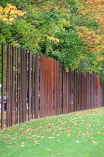 Berlin Wall Memorial Germany With Iron Markers In Autumn