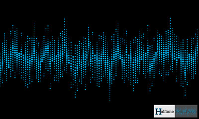 Halftone sound wave pattern modern music design element