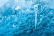 An Icicle hanging from the glacier wall