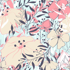 Canvas Print - Floral seamles pattern.