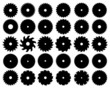 Black  silhouettes of different circular saw blades, vector