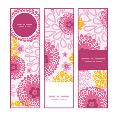 Wall Mural - Vector pink field flowers vertical banners set pattern