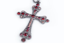 Pink Cross Necklace In A Studio (background, Wallpaper)