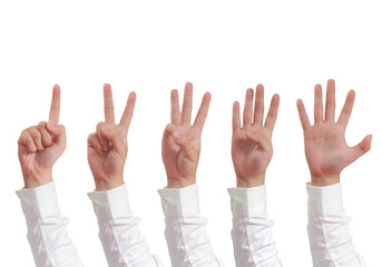 Wall Mural - Number Hand Gesture Isolated on White