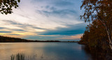 Fototapeta Natura - Forest lake in the evening