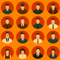 Canvas Print - set of flat avatar, vector people icon,