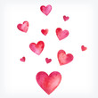 Vector watercolor hearts, Valentine day card